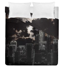 City Night Moon Skyline Skyscraper Duvet Cover Double Side (queen Size)