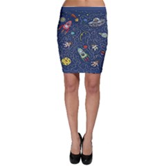 Cat Cosmos Cosmonaut Rocket Bodycon Skirt