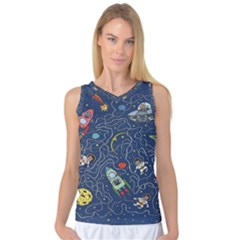 Cat Cosmos Cosmonaut Rocket Women s Basketball Tank Top by Salman4z