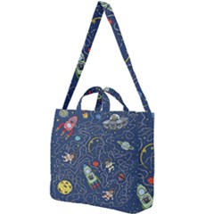 Cat Cosmos Cosmonaut Rocket Square Shoulder Tote Bag by Salman4z