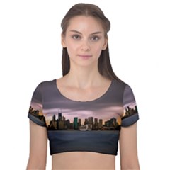 Sydney Australia Travel Oceania Velvet Short Sleeve Crop Top  by Salman4z