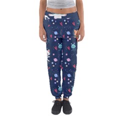 Cute Astronaut Cat With Star Galaxy Elements Seamless Pattern Women s Jogger Sweatpants by Salman4z