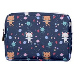 Cute Astronaut Cat With Star Galaxy Elements Seamless Pattern Make Up Pouch (medium) by Salman4z