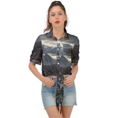 Nature s Symphony: A Portrait Of Ushuaia s Wild Beauty  Tie Front Shirt  by dflcprintsclothing