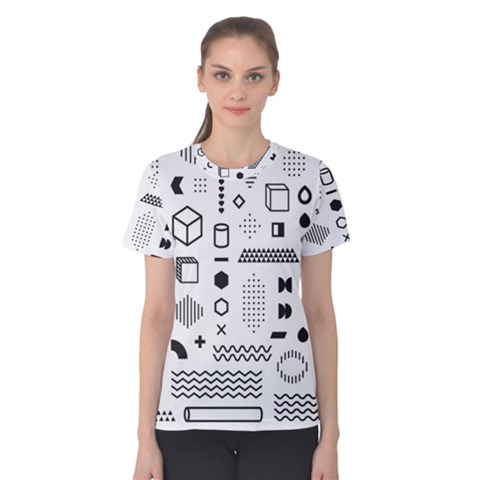 Pattern Hipster Abstract Form Geometric Line Variety Shapes Polkadots Fashion Style Seamless Women s Cotton Tee by Salman4z