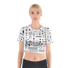 Pattern Hipster Abstract Form Geometric Line Variety Shapes Polkadots Fashion Style Seamless Cotton Crop Top by Salman4z