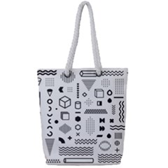 Pattern Hipster Abstract Form Geometric Line Variety Shapes Polkadots Fashion Style Seamless Full Print Rope Handle Tote (small) by Salman4z