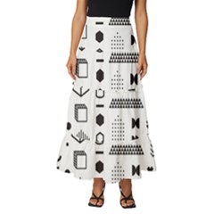 Pattern Hipster Abstract Form Geometric Line Variety Shapes Polkadots Fashion Style Seamless Tiered Ruffle Maxi Skirt by Salman4z