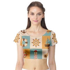 Nautical Elements Collection Short Sleeve Crop Top by Salman4z