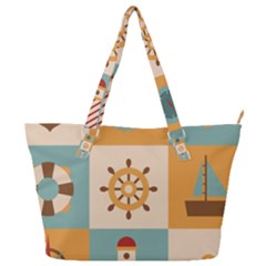 Nautical Elements Collection Full Print Shoulder Bag