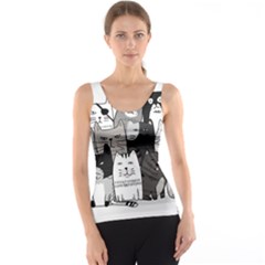 Cute Cat Hand Drawn Cartoon Style Tank Top