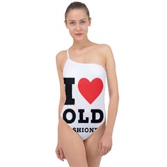 I Love Old Fashioned Classic One Shoulder Swimsuit by ilovewhateva