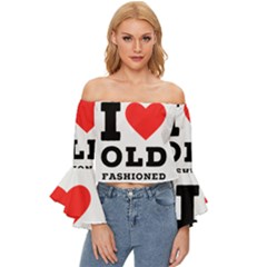 I Love Old Fashioned Off Shoulder Flutter Bell Sleeve Top by ilovewhateva