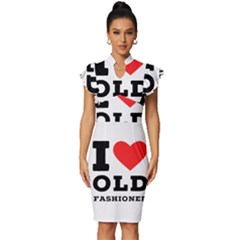 I Love Old Fashioned Vintage Frill Sleeve V-neck Bodycon Dress by ilovewhateva