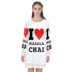 I Love Masala Chai Long Sleeve Chiffon Shift Dress  by ilovewhateva