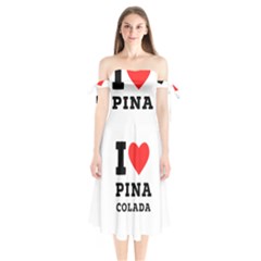 I Love Pina Colada Shoulder Tie Bardot Midi Dress by ilovewhateva