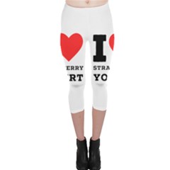 I Love Strawberry Yogurt Capri Leggings  by ilovewhateva