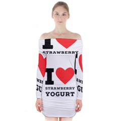 I Love Strawberry Yogurt Long Sleeve Off Shoulder Dress by ilovewhateva
