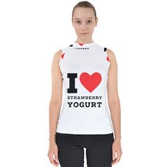 I Love Strawberry Yogurt Mock Neck Shell Top by ilovewhateva