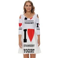 I Love Strawberry Yogurt Shoulder Cut Out Zip Up Dress by ilovewhateva