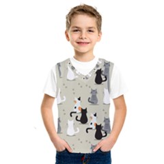 Cute Cat Seamless Pattern Kids  Basketball Tank Top by Salman4z