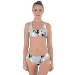 Cute Cat Seamless Pattern Criss Cross Bikini Set by Salman4z