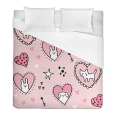 Cartoon Cute Valentines Day Doodle Heart Love Flower Seamless Pattern Vector Duvet Cover (full/ Double Size) by Salman4z