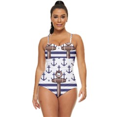 Anchor Background Design Retro Full Coverage Swimsuit by Salman4z