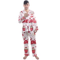 Hand Drawn Valentines Day Element Collection Men s Long Sleeve Satin Pajamas Set by Salman4z