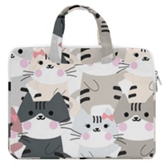 Cute Cat Couple Seamless Pattern Cartoon Macbook Pro 13  Double Pocket Laptop Bag by Salman4z