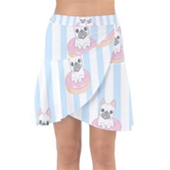 French Bulldog Dog Seamless Pattern Wrap Front Skirt by Salman4z