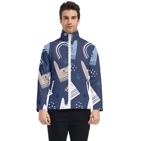 Colorful Cute Cat Seamless Pattern Men s Bomber Jacket by Salman4z