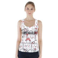 Cute Cat Chef Cooking Seamless Pattern Cartoon Racer Back Sports Top by Salman4z