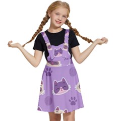 Cute Colorful Cat Kitten With Paw Yarn Ball Seamless Pattern Kids  Apron Dress by Salman4z