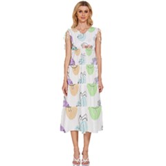 Cartoon Bird Cute Doodle Bird V-neck Drawstring Shoulder Sleeveless Maxi Dress by Salman4z