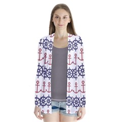 Nautical Seamless Pattern Drape Collar Cardigan by Salman4z