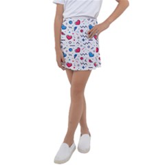 Hearts Seamless Pattern Memphis Style Kids  Tennis Skirt by Salman4z