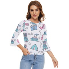 Transportation Seamless Pattern Bell Sleeve Top