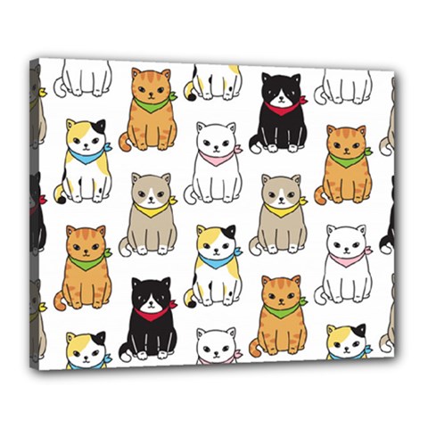 Cat Kitten Seamless Pattern Canvas 20  X 16  (stretched) by Salman4z