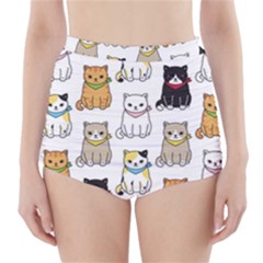 Cat Kitten Seamless Pattern High-waisted Bikini Bottoms by Salman4z