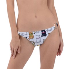 Cat Kitten Seamless Pattern Ring Detail Bikini Bottoms by Salman4z