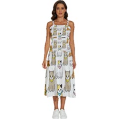 Cat Kitten Seamless Pattern Sleeveless Shoulder Straps Boho Dress by Salman4z