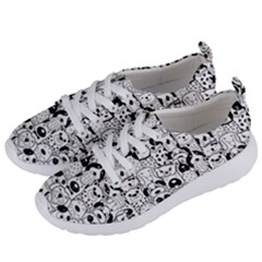 Seamless-pattern-with-black-white-doodle-dogs Women s Lightweight Sports Shoes