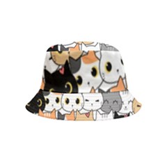 Cute-cat-kitten-cartoon-doodle-seamless-pattern Inside Out Bucket Hat (kids) by Salman4z