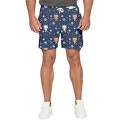 Cute-astronaut-cat-with-star-galaxy-elements-seamless-pattern Men s Runner Shorts by Salman4z