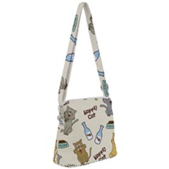 Happy-cats-pattern-background Zipper Messenger Bag