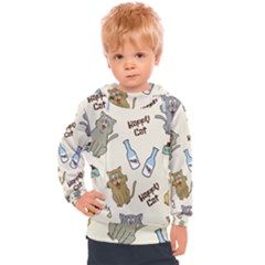 Happy-cats-pattern-background Kids  Hooded Pullover by Salman4z