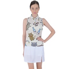 Happy-cats-pattern-background Women s Sleeveless Polo Tee by Salman4z