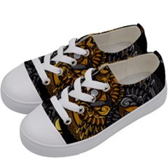 Yin-yang-owl-doodle-ornament-illustration Kids  Low Top Canvas Sneakers by Salman4z