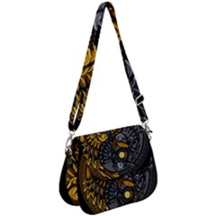 Yin-yang-owl-doodle-ornament-illustration Saddle Handbag by Salman4z